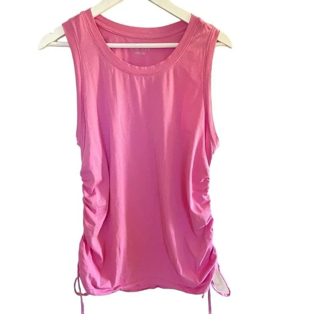 Ava & Viv size 1XL athletic tank top adjustable gathering on sides pink